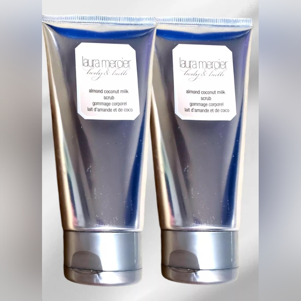 LAURA MERCIER ALMOND COCONUT MILK BODY SCRUB EXFOLIATING MINI 3 OZ X 2 PC NEW